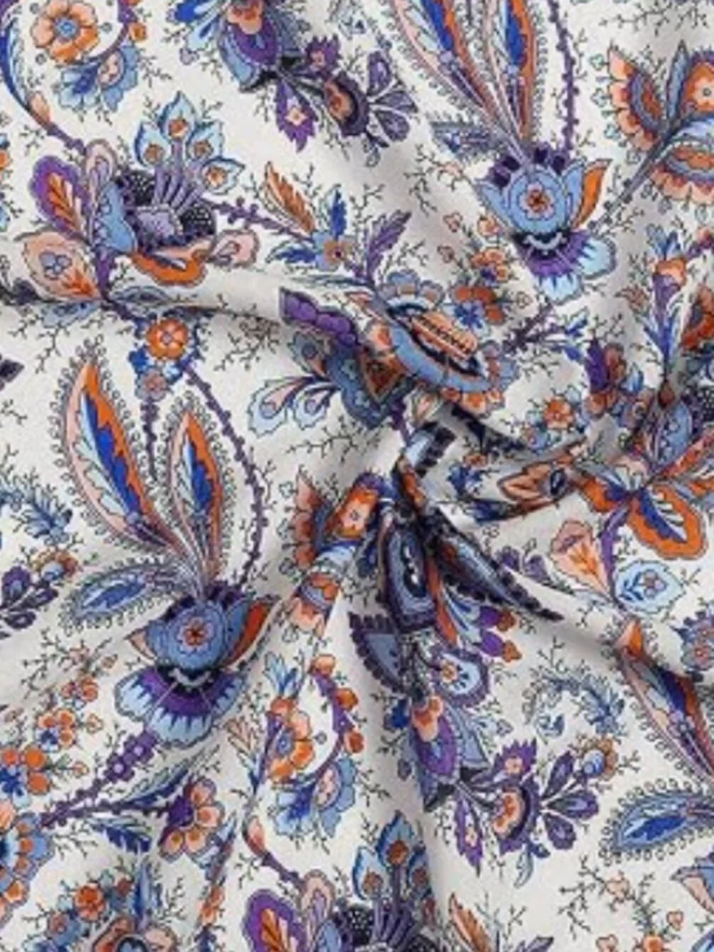 Multi-colored Blue, Purple, and off white printed bandana scarf